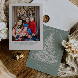 Cartão De Festividades Arca de Desenho da Árvore de Natal Moderna com Fot