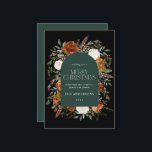 Cartão De Festividades Arca elegante botânica floral verde<br><div class="desc">Design de cartão floral de aquarelas russas. Com belas ferrugem,  terracotta,  pampas verdes pretas e sagas,  erva eucalipto,  detalhes da aquarela botânica. Este design de Natal moderno define certamente o estilo para a sua época de férias</div>