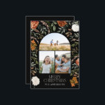 Cartão De Festividades Arca elegante fotobotânica 3, Black Terracotta<br><div class="desc">Black terracotta floral botânico elegante arco multi3 fotos Cartão de Natal Feliz.</div>