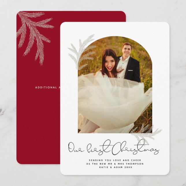 Cartão De Festividades Arca Elegante | NOSSA PRIMEIRA ESPUTE Moderna NATA (Frente/Verso)