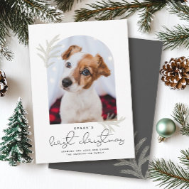 Cartão De Festividades Arca Elegante | Primeiro Natal Pet Dog Moderno