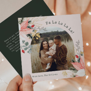 Cartão De Festividades Arca Floral Rosa Fa La La La La One Foto