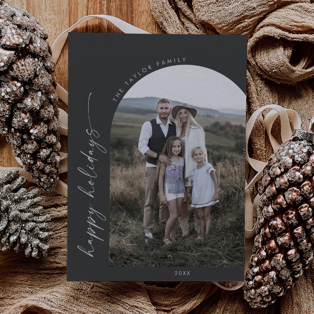 Cartão De Festividades Arca Modern Boho | Foto de feriados felizes da Cin (Criador carregado)