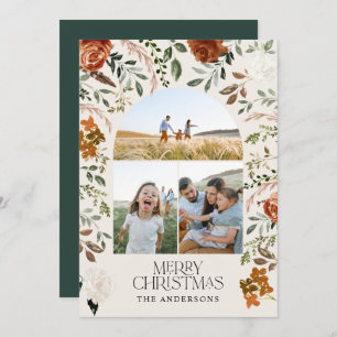 Cartão De Festividades Arca rústica elegante fotobotânica verde 3