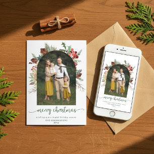 Cartão De Festividades Arca Verde Moderna Foto de Natal Feliz