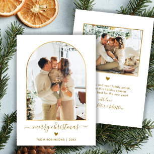 Cartão De Festividades Arch 2 Fotografia Dourada Moderno Feliz Natal
