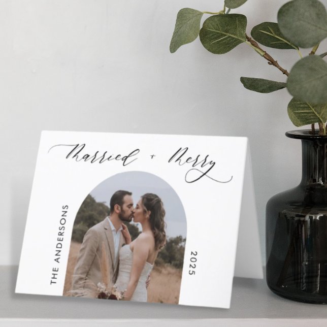 Cartão De Festividades Arch Photo Modern Feliz Casada Natal (Criador carregado)