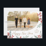 Cartão De Festividades Arch Winter Botanicals Foto Natal<br><div class="desc">Apresentando nossas frutas de inverno pintadas à mão e trabalho de arte de folhagem originais, saudações editáveis de roteiro de pincel e uma forma de foto de arco. A parte traseira da placa vem com um padrão correspondente, e um ponto para uma foto adicional e texto personalizado. Quer personalizar ainda...</div>