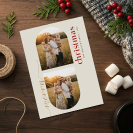 Cartão De Festividades Arched 3 Photo Family Christmas Cards