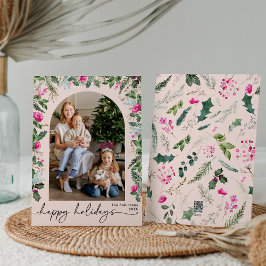 Cartão De Festividades Arco Botânico de Rosa Pálido Fofo 1 Foto