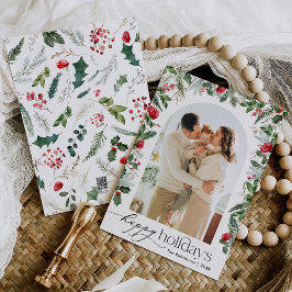 Cartão De Festividades Arco Botânico Elegante Felizes Férias 1 Foto