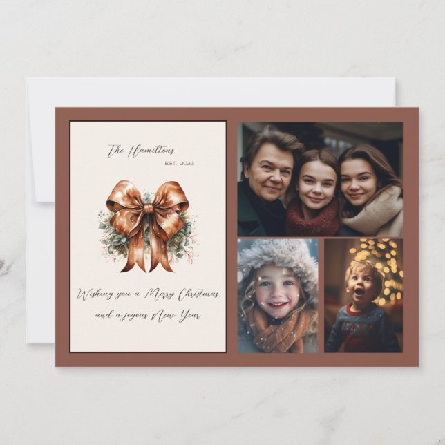 Cartão De Festividades Arco Botânico Elegante - Três Foto (Frente)