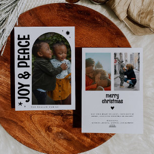 Cartão De Festividades Arco Branco Minimalista de Alegria & Paz