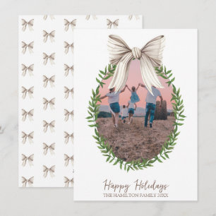 Cartão De Festividades Arco branco Natal Coquette Wreath Foto