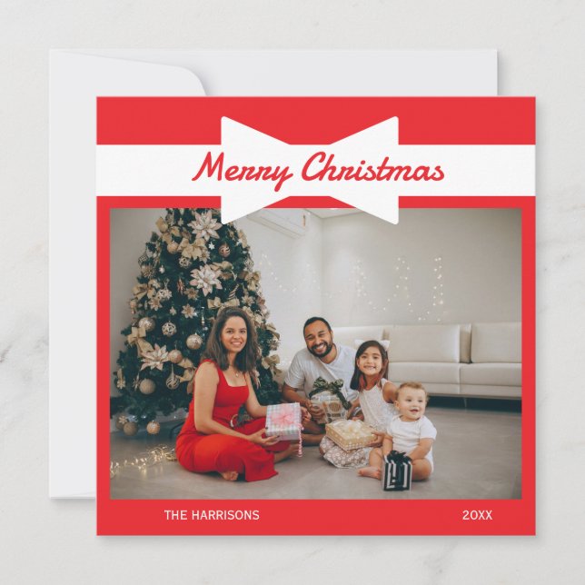 Cartão De Festividades Arco branco - Natal vermelho (Frente)