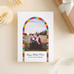 Cartão De Festividades Arco Colorido na Fronteira Foto Natal Feriado