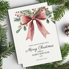 Cartão De Festividades Arco de Aquarela Vermelha Feliz Natal