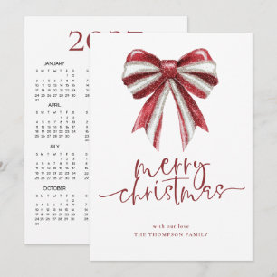 Cartão De Festividades Arco de Brilho Vermelho Branco Calendário 2027 Nat