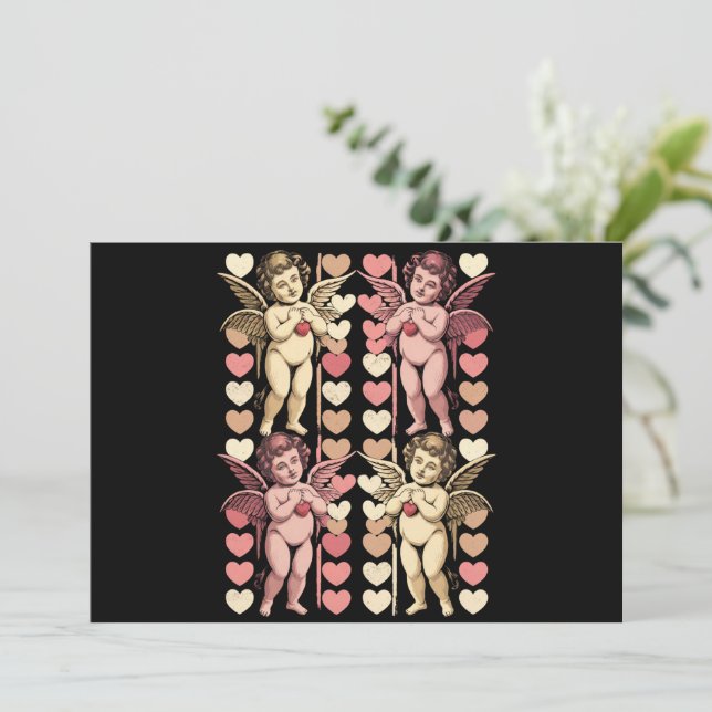 Cartão De Festividades Arco de coquetel Cupido Baby Dia de os namorados (Em pé/Frente)