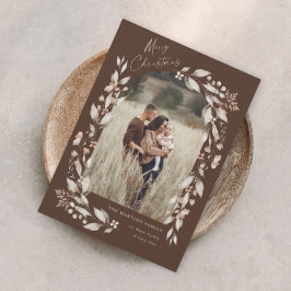 Cartão De Festividades Arco de Flor Silvestre Boho Foto Natal