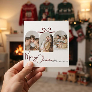 Cartão De Festividades Arco de Foto de Família de Natal Minimalista Moder