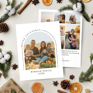 Cartão De Festividades Arco de Foto de Natal da Família Minimalista de Má