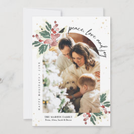 Cartão De Festividades Arco de Foto de Natal Moderno Aquarela Azevinho