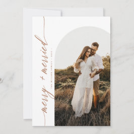 Cartão De Festividades Arco de foto de terracota de Natal alegre e casado