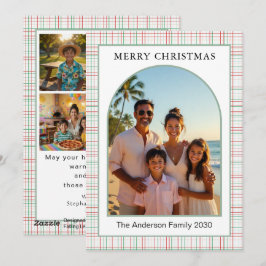 Cartão De Festividades Arco de Fotos Moderno de Natal em Rosa Poeirento e
