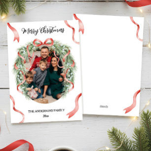 Cartão De Festividades Arco de Grinalda de Natal Elegante Foto da Família