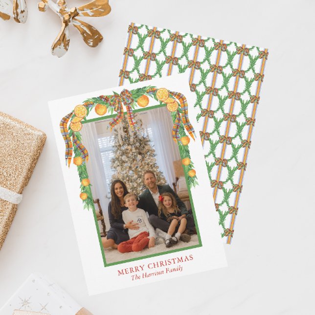 Cartão De Festividades Arco de Laranjas Aquarelas - Foto de Natal Garland (Criador carregado)