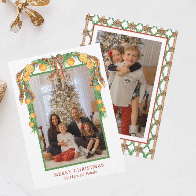 Cartão De Festividades Arco de Laranjas Aquarelas - Foto de Natal Garland (Criador carregado)