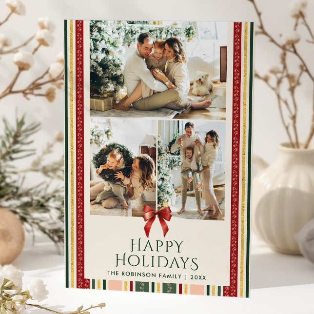 Cartão De Festividades Arco de listras clássicas Feriados felizes 2 Foto (Criador carregado)