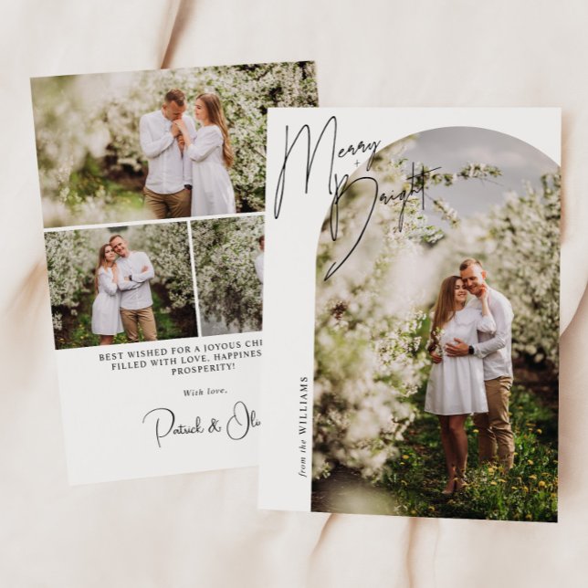 Cartão De Festividades Arco de Merry + Bright Script Foto (Criador carregado)