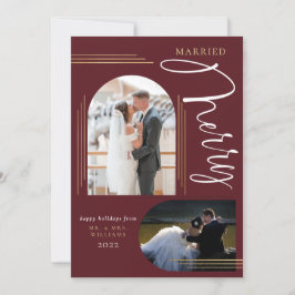 Cartão De Festividades Arco de Moldura de Foto de Casados e Felizes