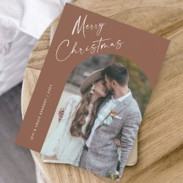 Cartão De Festividades Arco de Natal Boho com Letra Simples
