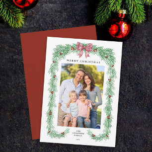 Cartão De Festividades Arco de Natal de Folhagem Elegante Foto