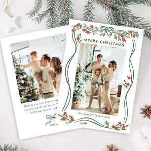 Cartão De Festividades Arco de Natal Verde Sage Whimsical Friso 2 Foto