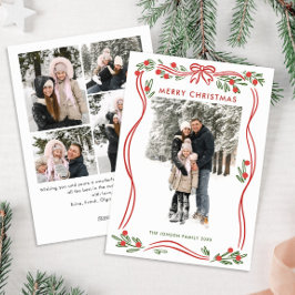Cartão De Festividades Arco de Natal Vermelho Whimsical Boho Fita 5 Foto