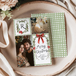 Cartão De Festividades Arco de núcleo de algodão Monograma Feliz Natal 2 