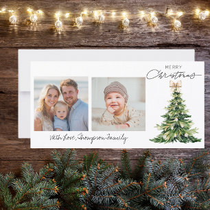 Cartão De Festividades Arco de Pinheiro de Natal Foto Personalizada Elega