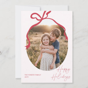 Cartão De Festividades Arco de Plaid Vermelho para Foto de Natal em Famíl