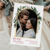 Arco de Verdura Moderno Dourado Feliz Natal 1 Foto