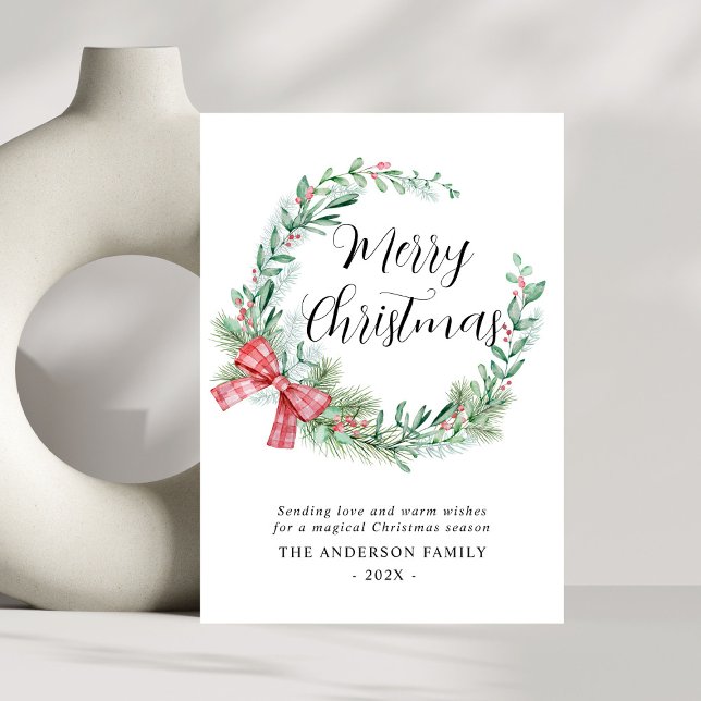 Cartão De Festividades Arco de Wreath Moderno sem Foto Natal (Criador carregado)