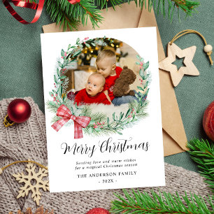 Cartão De Festividades Arco de Wreath Moderno sem Foto Natal