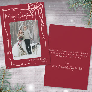 Cartão De Festividades Arco Desenhado à Mão Vermelho Natal Retrô