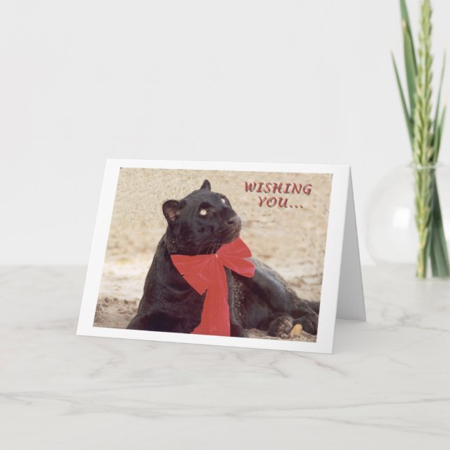 Cartão De Festividades Arco do feriado do leopardo do preto (Frente)