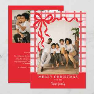Cartão De Festividades Arco Elegante e Xadrez Natal Foto Personalizada