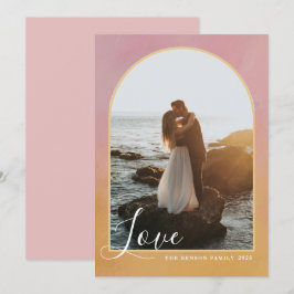 Cartão De Festividades Arco Escrito Amor Pintado Rosa Dourado Vertical