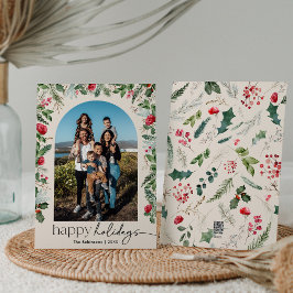 Cartão De Festividades Arco Floral Boho Botânico Felizes Festas 1 Foto